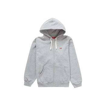 Grey Supreme Small Box Drawcord Zip Up Hooded Sweatshirts | Supreme 370ZG